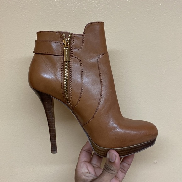 Michael Kors "WYATT" MK Logo Platform High Heel Booties  "Luggage Brown” - Picture 7 of 17